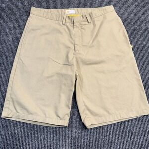 Dennis Uniform Mens Khaki Chino Short Tan 040720 Size 38 Cotton Blend Flat Front